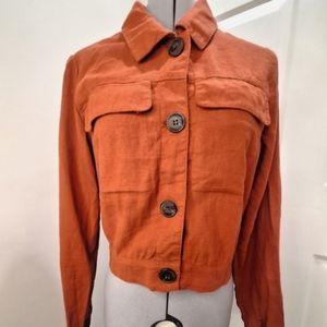 Cisono Linen Collection Tarra Cotta Colored Cropped Jacket.      Size Small